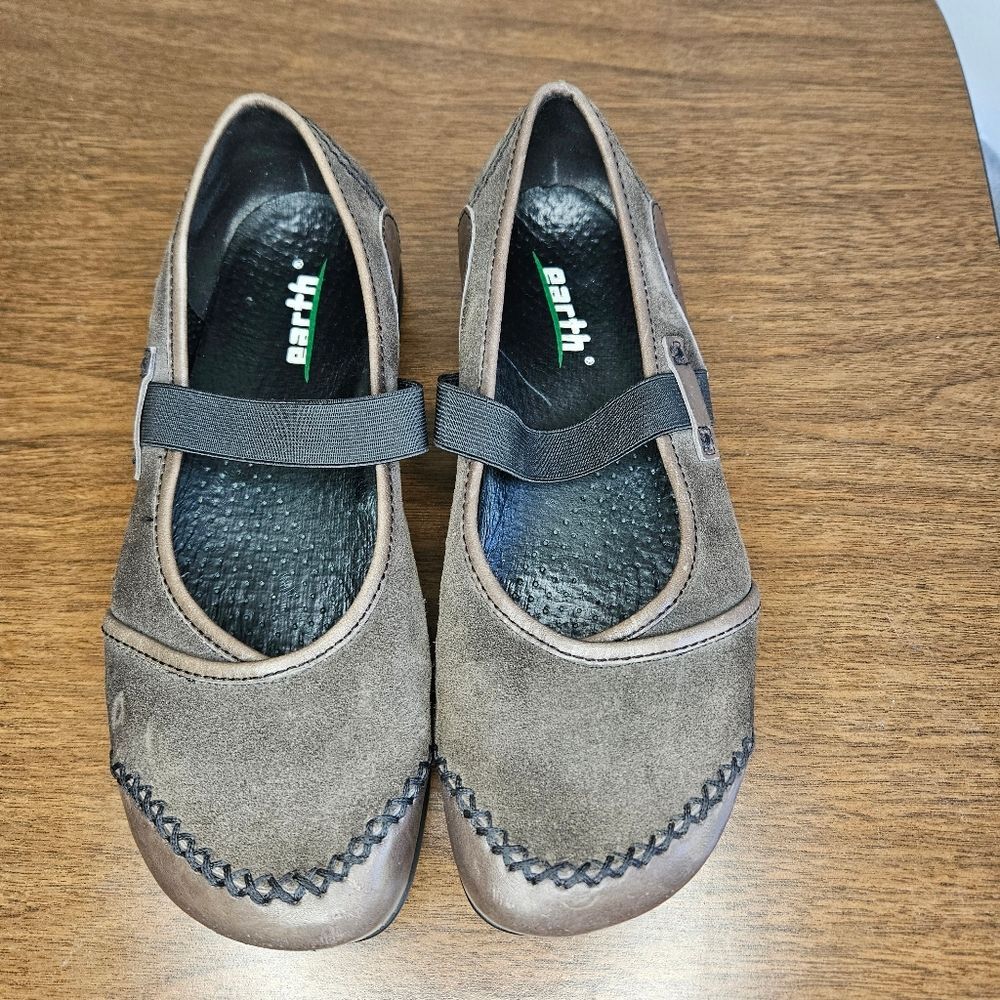 Earth Shoes Leather Mary Jane Sneaker Flats Womens 7 Inset Heel Boho Granola - Picture 3 of 10